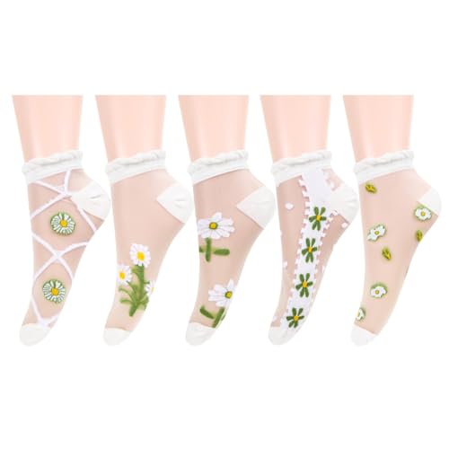 Image of Benefeet Sox Sheer Socks for Women Girls Mesh Ankle Socks Transparent Mesh Lace Sock Cute Thin Nylon See Through Sock