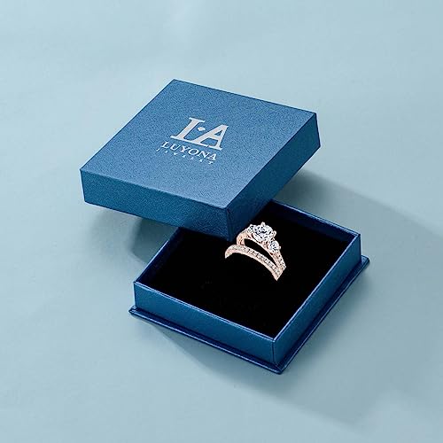 Luyona Personalized Moissanite Engagement Rings 925 Sterling Silver Wedding Rings Bridal Rings Set For Women 18K Rose Gold Plated Halo Eternity Promise Ring 1Ct D Color Vvs1 Clarity Free Engraving #TOP6