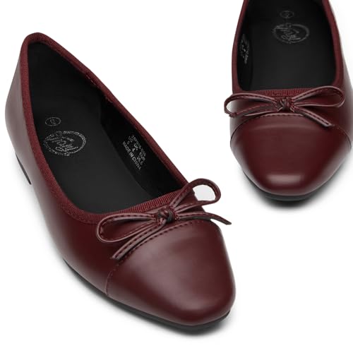 Image of Trary Slingback Flats for Women, Black Dressy Comfortable Round Square Toe Shoes, Work Office Casual Ankle Strap Dress Flats