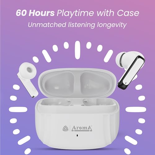 Image of AROMA TWS19 Power V5.4 True Wireless Earbuds - Dazzling White | up to 60H Playtime, ENC, Fast Charging, Bluetooth