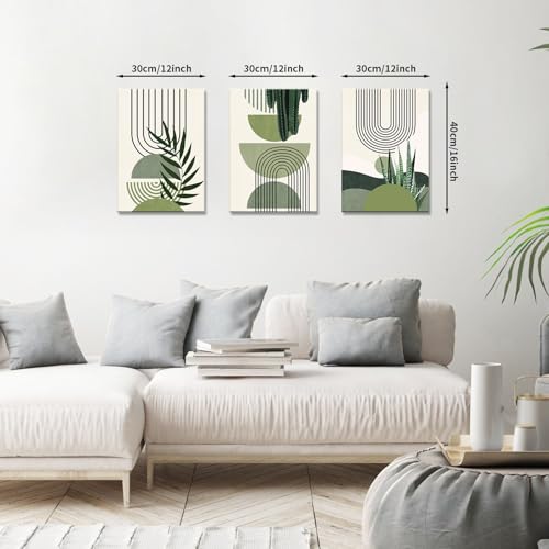 FajerminArt 3Pcs Framed Sage Green Canvas Wall Art - Image 4