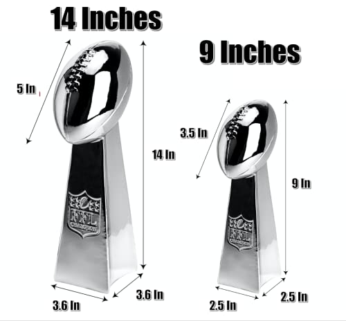 Image of Spire Designs Fantasy Football Trophy - Chrome Replica Championship Trophy - First Place Winner Award for League - 2 Sizes