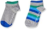 Tommy Hilfiger flag detail Tommy Hilfiger Unisex Kids Basic Stripe Socks 4 Pack Quarter, Green/Blue, 31/34