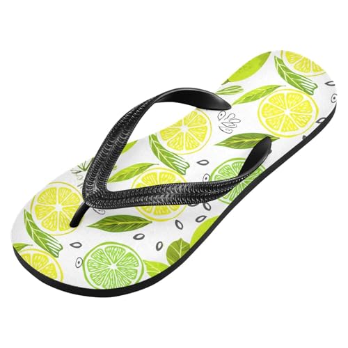 Lemon Lime White Flip Flops for Beach Thong Sandals Anti-slip Lightweight Beach Shoes for Summer Outdoor Travel2