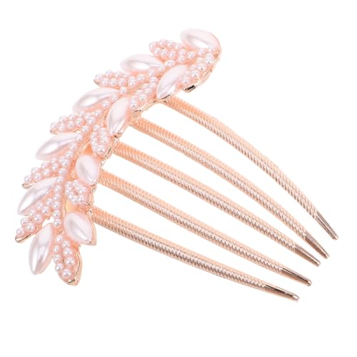 ASAKKURA エレガントな珍珠ヘアコーム 花葉デザイン 結婚式用ブライダルヘ
