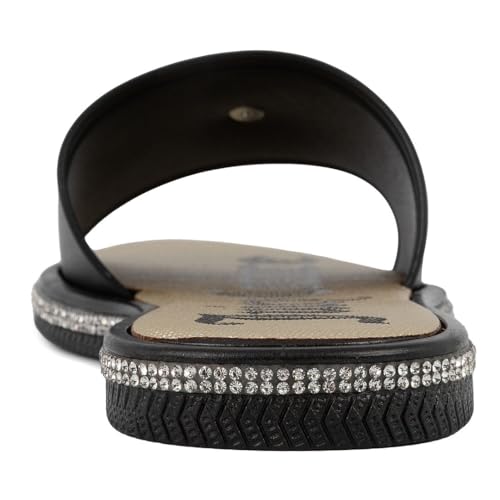 Juicy Couture Women's Slide Sandals - Glitter Bling Open Toe Sparkle Flats - Dressy Summer Casual Footwear3