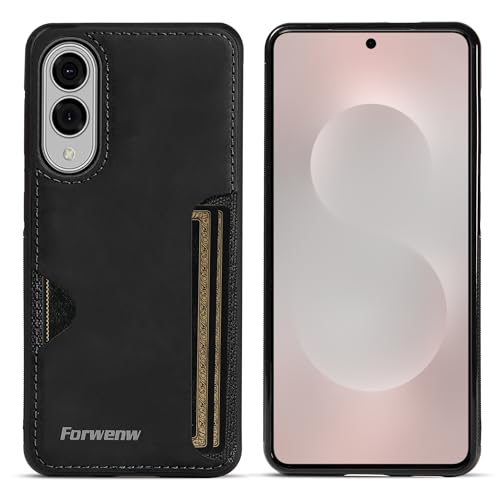 Coque Samsung S25 antichoc avec fente portefeuille en cuir premium et silicone flexible