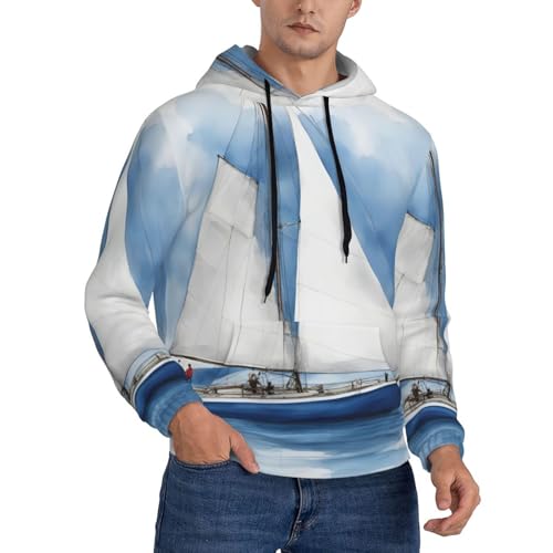 Sweat à capuche bleu motif voilier homme noir S aux finitions premium
