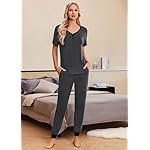Ekouaer Pajamas for Women Set 2 Piece Lounge Set Short Sleeve Pjs Joggers Long Pants Sleepwear with Pockets - Image 4