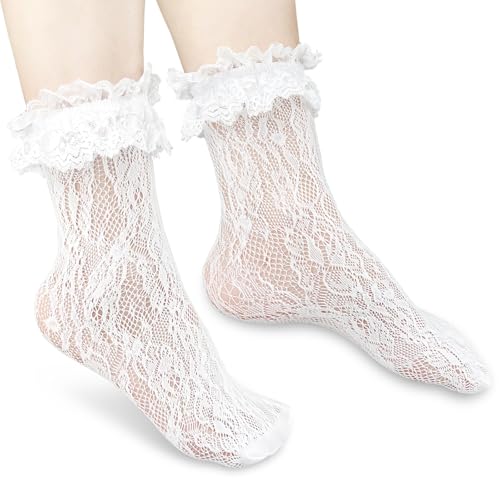 Tienyuu Women's Ruffle Cuff Lace Anklet Socks - Enhance Your Date Night Outfit