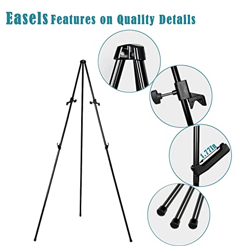 63" Instant Easels Stand For Wedding Sign & Posters,Adjustable Metal Easels For Display Painting Canvas,Folding Tripod With Portable Bag By Joyyeux,Black 1Pack #TOP4