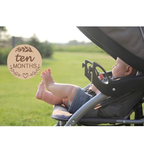 Image of Baby Monthly Milestone Marker Discs,4 Inch 1-12 Months Kraft Baby Monthly Milestone Cards Wooden Milestone Photo Cards for Baby Announcement and Milestones,Gender-Neutral Gift for Newborn Boy and Girl