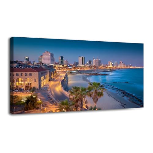Tel Aviv Skyline Canvas Wall Art 30x60 Framed Painting