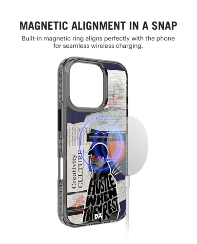 Image of DailyObjects Hustle When They Rest Stride 2.0 Magnetic Case Cover Compatible with iPhone 16 Pro | Wireless Charging Slim Back Cover | 2 Layer Edge Protection & Shockproof