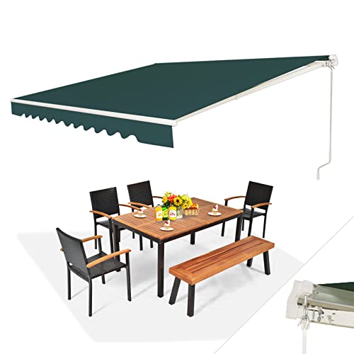 RELAX4LIFE Store Banne Manuel Rétractable | Store Exterieur Terrasse avec Manivelle | Auvent Retractable Exterieur en Alu | Polyester Résistant | Inclinaison 5-35° |...