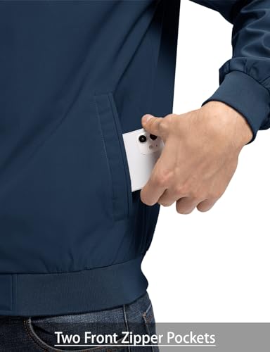 Image of TBMPOY Mens Lightweight Jackets Light Windbreaker Full Zip Casual Work Jacket Golf Business Fall Track Coat with Pockets