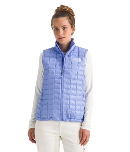 The North Face Womens ThermoBall Vest - Lightweight Zip Up Synthetic Insulation Wind Resistant Water Repellent Finish Periwinkle Glow Medium