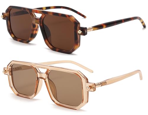 Retro 70s Aviator Sunglasses Women Men Trendy Shades Square Stylish UV400 Vintage Sun Glasses