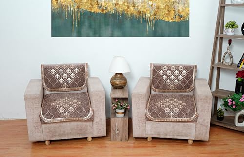 Image of MORADO Chenille 5 Seater Sofa Set Slipcover | Soft & Durable Sofa Cover for Living Room, Drawing Room & Office | Elegant Protective Furniture Cover - Brown