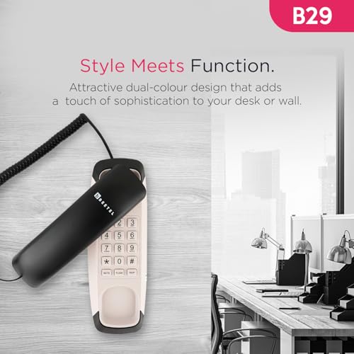 Image of Beetel B29 Designer Slim and Stylish Corded Landline Phone,Ringer Volume Control,Wall /Desk Mountable,Clear Call Quality,Compact Design,Tone Pulse /Flash /Redial Function (Made in India) (Black /WG)(B29)