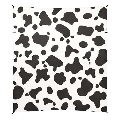 Simple Cow Print Pattern Vector Art Style Beach Cabana UPF50+ Easy Setup Portable Sun Shelter with Sandbags, Sand Shovel, Poles for Family Trips, Picnics & Camping