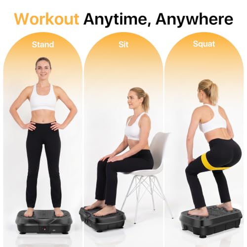 Image of Vibration Plate Exercise Machine for Lymphatic Drainage, 10 Preset Modes & 200-Level Vibrating Platform for Whole Body Fitness, Bluetooth Audio, Home Gym Shake Plate with Resistance Bands