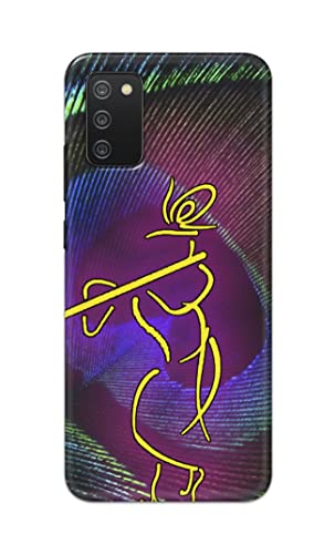 Image of PRINTFIDAA Lord Krishna On Peacock Feather Hard Back Cover for Samsung M02s / Samsung A02s / Samsung F02s / Samsung A03s Back Cover -(P6) KAT1007