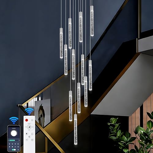 Image of 12-Lights Bubble Crystal Chandelier for Entryway High Ceiling,Chrome