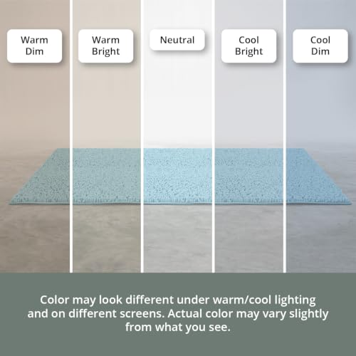 Image of Small Plush Shaggy Chenille Bath Mat 23 inchx14 inch Extra Soft, Super Absorbent, Non-Slip Bathroom Rug | Fluffy Microfiber, Area Rug Sets for Bathroom Floor, Kitchen, Living Room | 23 inchx14 inch | Spa Blue