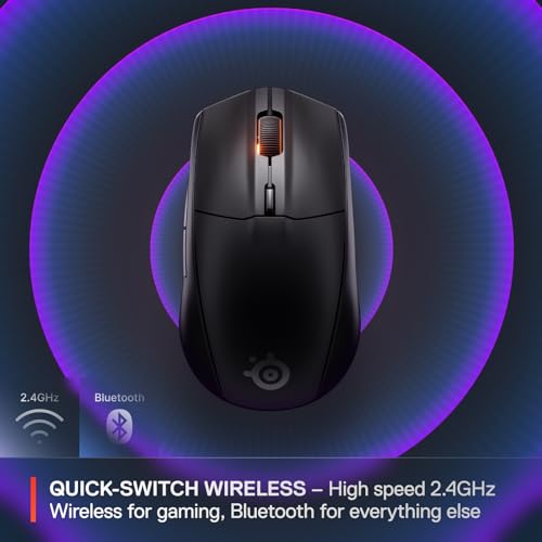 SteelSeries Rival 3 Wireless Gen 2 Gaming Mouse — 2.4GHz and Bluetooth — 18000 DPI TrueMove Air Optical Sensor — 60 Million Click Durability — Light-Weight — 100% PTFE Feet — Black by SteelSeries - Image 3