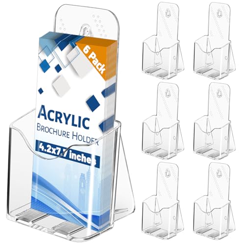 StyEdEk 6 Pack 4 inches Brochure Holder Stand, Acrylic Pamphlet Display Stand, Plastic Table Stand...