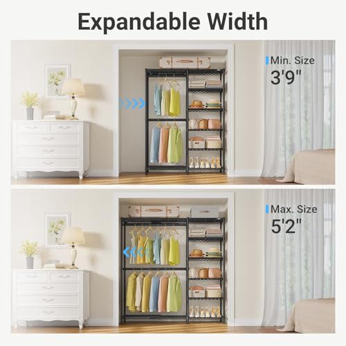 Image of VIPEK X2 Plus Expandable Heavy Duty Clothes Rack, Closet System Black