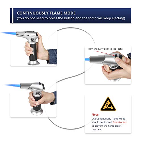 Sondiko Kitchen Torch S901, Blow Torch, Refillable Butane Torch With Safety Lock And Adjustable Flame For Diy, Creme Brulee, Bbq And Baking, Butane Gas Not Included #TOP2