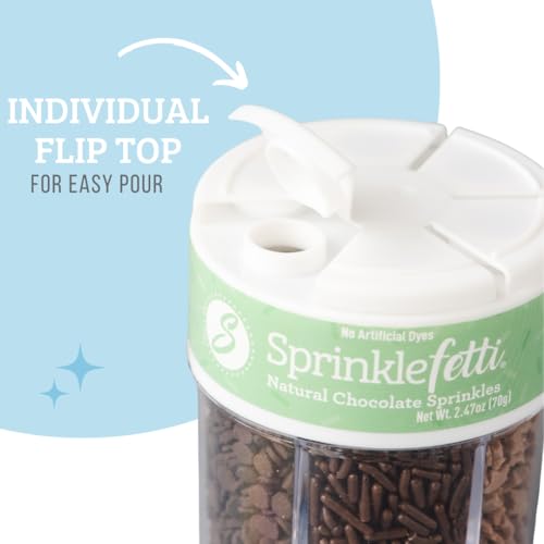 Image of Sweets Indeed Dye Free Chocolate Sprinkles 6 Cell Jar - No Artificial Dyes Quins, Jimmies and Star Sprinkles for Baking & Decorating Cupcakes, Cookies, Cakes & Desserts - 2.75 ounces
