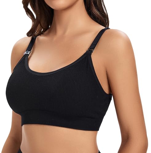 Image of Suekaphin 5Pack Seamless Nursing Bra Women Maternity Breastfeeding Pregnancy Support Full Coverage Bralette Padded Cups