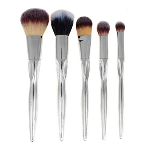 BESSKY 5Pcs/Set Cosmetic Makeup Brush Set (Silver)