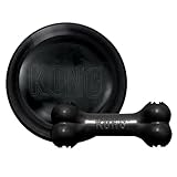 KONG Extreme Flyer & Extreme Goodie Bone - Supports Healthy Exercise - Soft Disc & Stuffable Dog Chew Toy - Durable Flying Disc Toy with Rebound - Durable Rubber - for Large Dogs