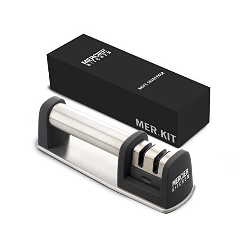 MERCIER KITCHEN Manual Knife Sharpener Set, Professional 2 Stage Tungsten Steel and Ceramic Sharpening Rods System