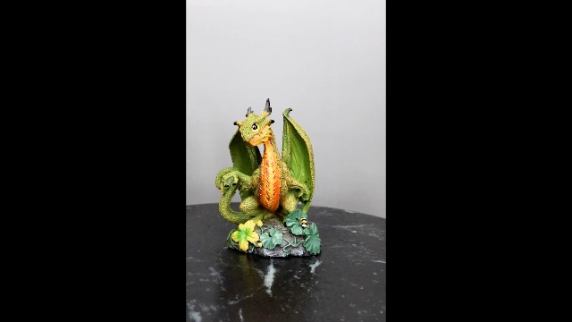 Stanley Morrison Fantasy-Skulptur 'Grüne Kantaloupe Drache' – Handbemalt, Ca. 12.7 Cm Hoch, Aus Designerverbundharz, Mittelalterliches Deko-Objekt