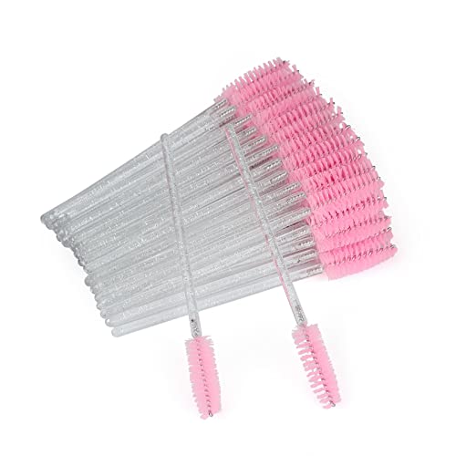 G2PLUS 100PCS Disposable Eyelash Brushes, Rose Mascara Wands Applicator Makeup Kits, Eyelash Spoolies Brushes for Eyelash Extensions and Eyebrows