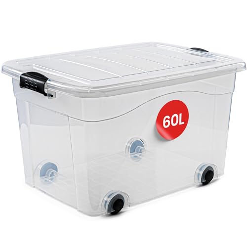 KONZEPT Kunststoffbox mit Deckel 60L 61x45x36cm, Transparent...