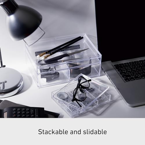 Image of Like-it | MX-T27 | System Tray | Stackable organizer | Drawer organizer | 4 divide | 6.06 inch x 9.06 inch x 2.24 inch | Clear |