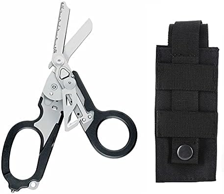 NZXVSE 6 in 1 Emergency Response Shears, 6 Functions Scissors with Strap Cutter and Glass Breaker, Portable Pocket Multi Tool with Utility Holster