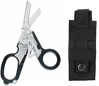 NZXVSE 6 in 1 Emergency Response Shears, 6 Functions Scissors with Strap Cutter and Glass Breaker, Portable Pocket Multi Tool with Utility Holster