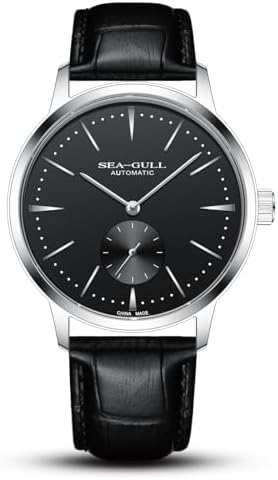 SEA-GULL Men's Automatic Mechanical Watch with Seconds Sub-dial, Business Leather Strap Analogue Display Wristwatch,40mm