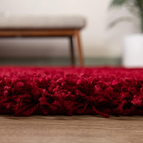 Unique Loom Solid Shag Collection Area Rug (2' 6" X 13' 1" Runner, Cherry Red) #TOP3