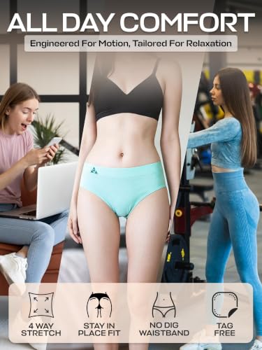 Image of Balanced Tech Moisture Wicking Underwear for Women, Seamless Workout Hipster Brief Bikini Panties