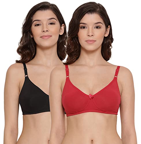 Image of Lyra Women's Moulded Encircled Bra(513) Pack of 2 White & Black,30B