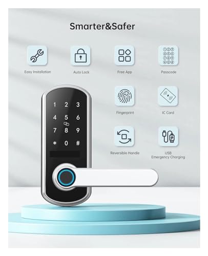 Serrure connectée à empreinte digitale et code numérique pour porte - 3
