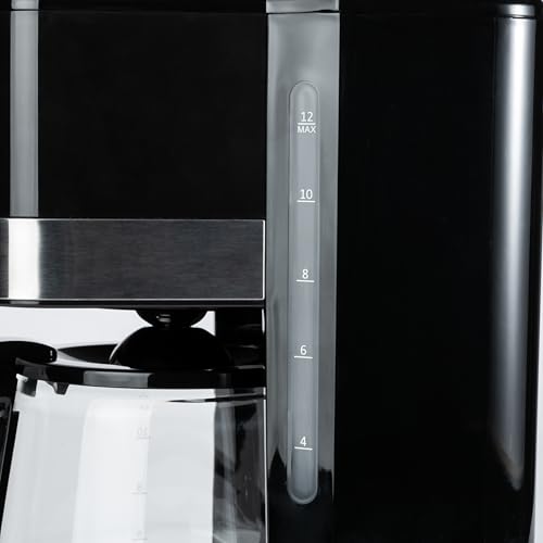 Image of Amazon Basics Programmable 12 Cup Drip Coffee Maker with Glass Coffee Pot (1.9 Qt), Auto Shut-off, Touch Screen, Auto Pause, Removable Filter Basket, Black & Silver